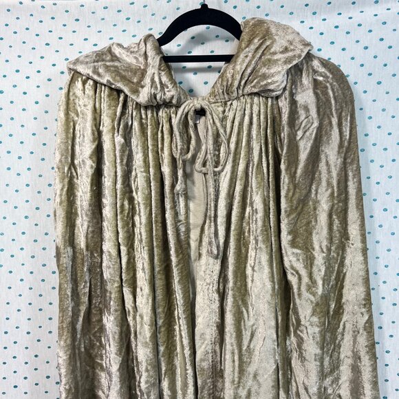 Ancient Circles Beige/Cream Colored Women's Crushed Velvet Cloak - Picture 2 of 5